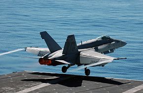 F-18 Take off from USS Kitty Hawk (CV 63) Aircraft Carrier