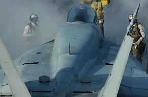 F-18 on USS Kitty Hawk (CV 63) Aircraft Carrier - US Navy