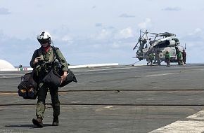 Flight Deck of USS Kitty Hawk (CV 63) Aircraft Carrier - US Navy