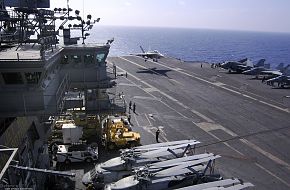 Flight Deck of USS Kitty Hawk (CV 63) Aircraft Carrier