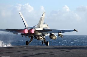 F-18 Takes off from USS Kitty Hawk (CV 63)