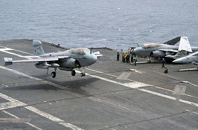 Prowler lands on USS Kitty Hawk (CV 63) Aircraft Carrier - US Navy