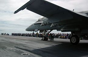 F-18 on USS Kitty Hawk (CV 63) Aircraft Carrier - US Navy