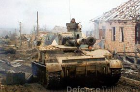 Russian army howitzer and war in Chechnya