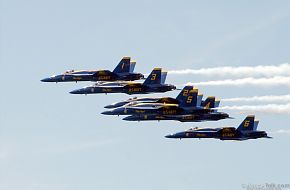 Blue Angels perform a fly-by formation