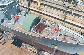 HMAS Sydney having Mk-41 Vertical Launch Cells installed for Evolved Sea Sp