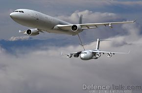 KC-30 refuels C-17 Transport Aircraft