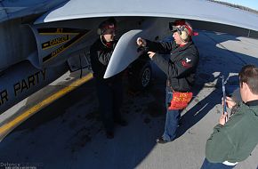 Maintenance on a Navy F/A-18- US Air Force Exercise