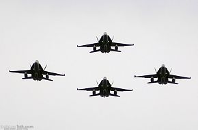 F/A-18's fly over USS Kitty Hawk (CV63)