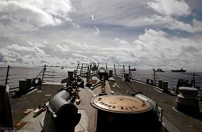 Aircraft Carrier Strike Groups transit in formation