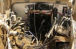 IED destroys USMC Cougar mine resistant vehicle