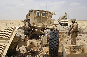 IED destroys USMC Cougar mine resistant vehicle