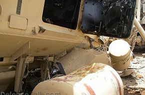 IED destroys USMC Cougar mine resistant vehicle