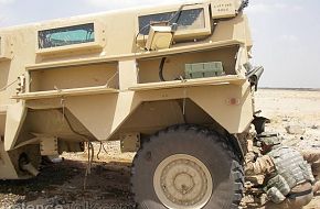 IED destroys USMC Cougar mine resistant vehicle