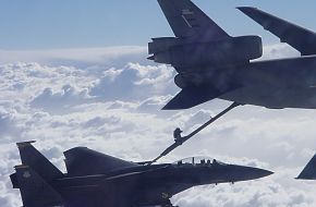 USAF F-15E & RAAF F/A-18 tanking on USAF KC-10