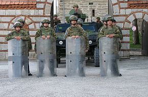 Greek Soldiers defending monastery in Kosovo