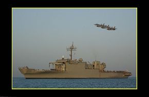 75SQN Hornets flypast of HMAS Kanimbla ANZAC day 2003 Arabian Gulf