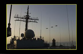 75SQN Hornets flypast of HMAS Kanimbla ANZAC day 2003 Arabian Gulf