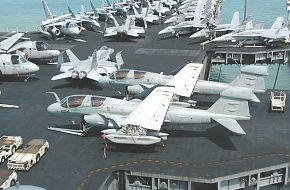 Prowlers and F/A-18C's on USS Kitty Hawk in Singapore 2002