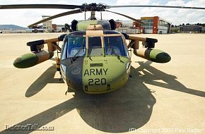 A closeup of the front of an Aussie S-70A9 Blackhawk...