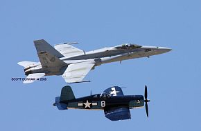 US Navy Legacy Flight -  F-18A Hornet & F-6F Hellcat