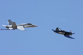 US Navy Legacy Flight -  F-18A Hornet & F-6F Hellcat