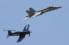 US Navy Legacy Flight -  F-18A Hornet & F-6F Hellcat