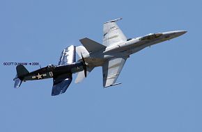 US Navy Legacy Flight -  F-18A Hornet & F-6F Hellcat