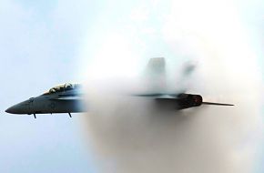 US Navy F/A-18F Super Hornet Approaching Mach 1