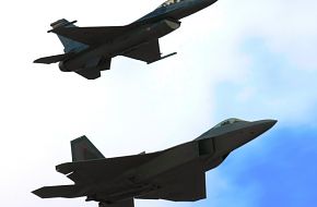 USAF F-16 Falcon , F-22A Raptor - Miramar