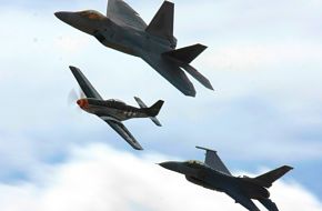 USAF Heritage Flight  F-22A Raptor F-16 Falcon P-51 Mustang