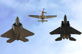 USAF Heritage Flight F-22A Raptor F-15E Strike Eagle P-51 Mustang