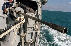 25mm chain gun on USS Benfold (DDG 65) - US Navy