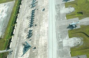 F-15E in a flightline for Valiant Shield Exercise