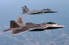 F-15E with F-22 Raptor