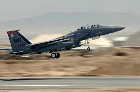 F-15E Strike Eagle jet takes off