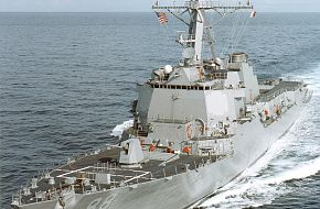 Guided missile destroyer Preble during sea trials