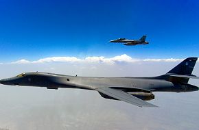 B-1B Lancer and F/A-18-F Superhornet