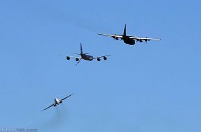 Flight Test Squadron Flyby - B-1, KC-135, C-17