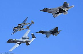 USAF Heritage Flight - P-38 A-10 F-16 F-22