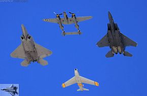 USAF Heritage Flight F-22 F-15 F-86 P-38