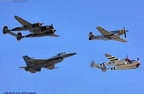 USAF Heritage Flight - P-51 P-38 & F-16 Fighters