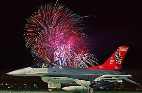 F-16 and the Fireworks in the background.