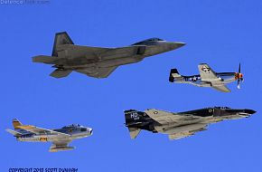 USAF Heritage Flight F-22A, P-51, F-4, F-86