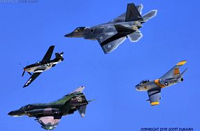 USAF Heritage Flight F-22A, P-51, F-4, F-86