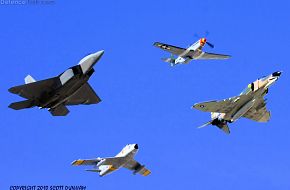 USAF Heritage Flight F-22A, P-51, F-4, F-86