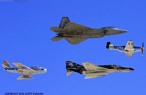 USAF Heritage Flight F-22A, P-51, F-4, F-86