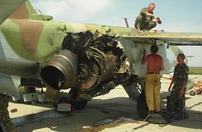 Su-25 damaged by MANPADS over Georgia