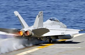 F/A-18F Super Hornet launches from the aircraft carrier
