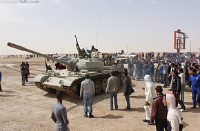 Libyan Army Tank with Protesters